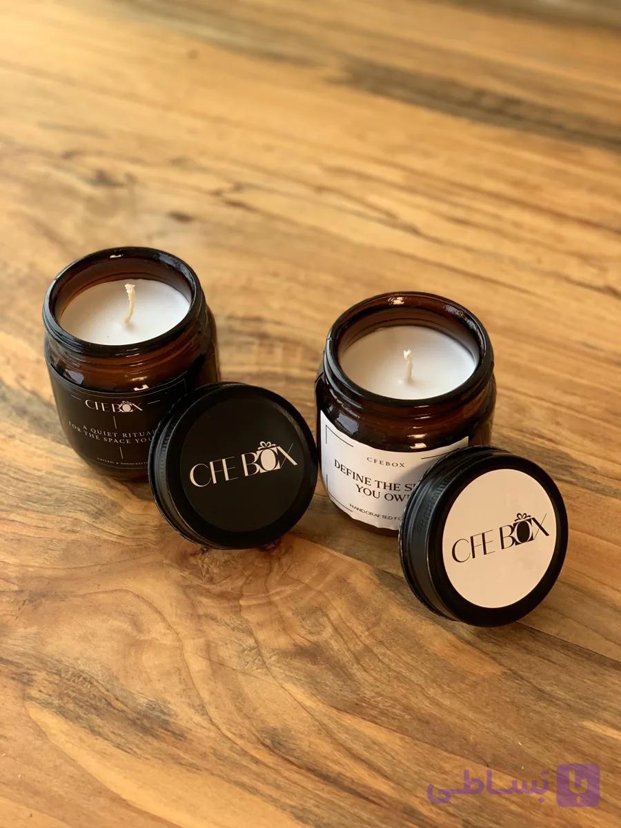شمع معطر دست ساز وکس نارگیل CFEBOX | مدل جار شیشه‌ای — تصویر 1