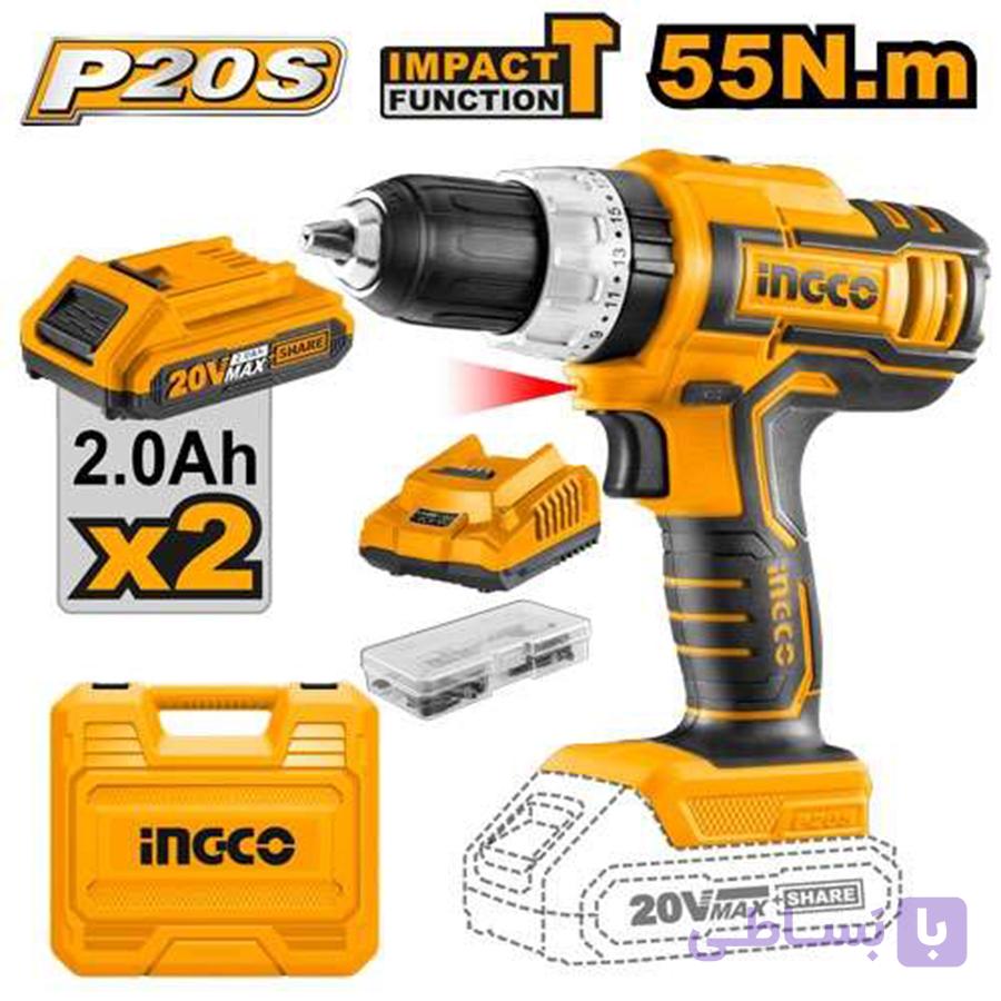 دريل شارژي ٢٠ ولت ١٣ ميلي متر اینکوتولز ingcotools — تصویر 1