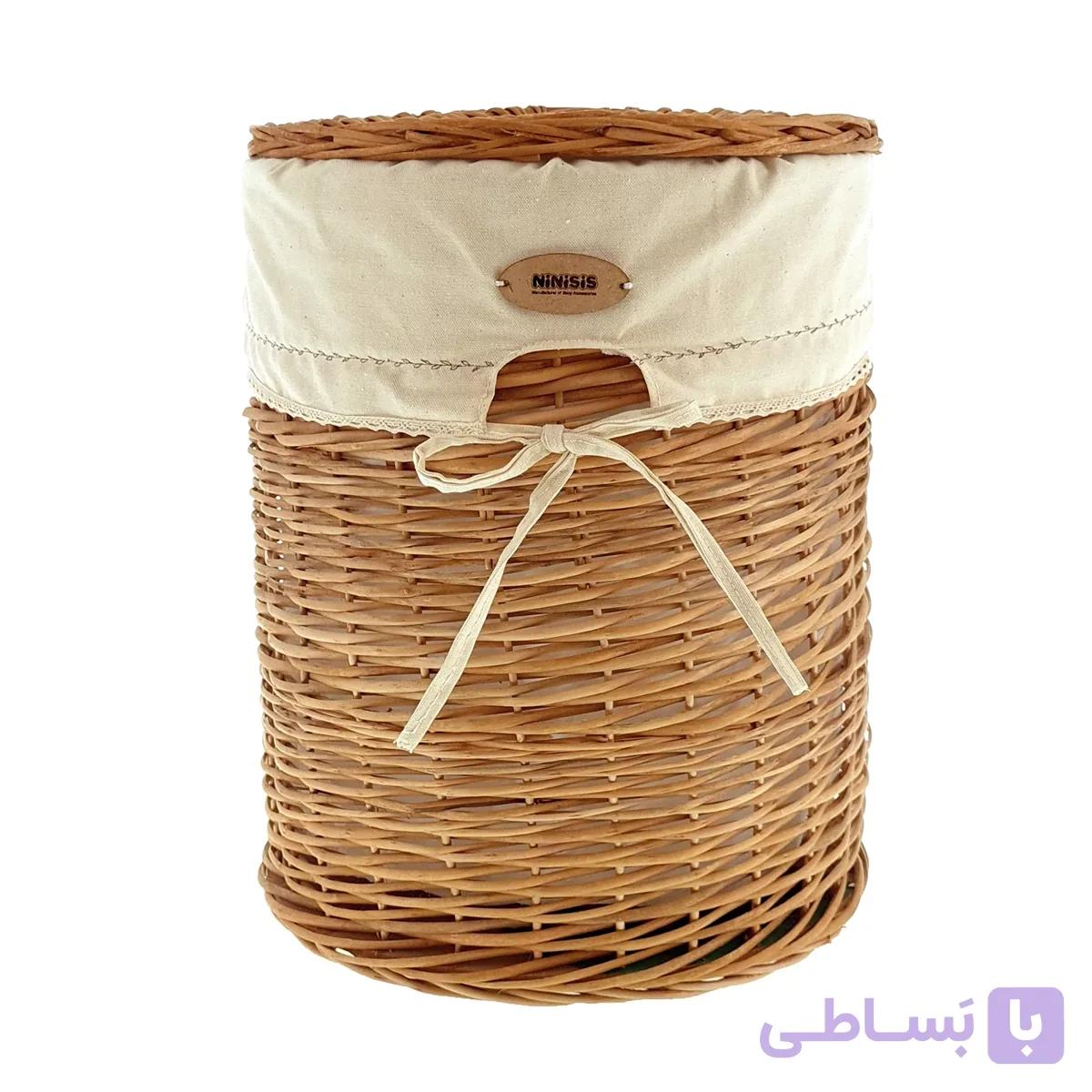 سبد رخت چرک حصیری نی نی سیس مدل گلدوزی — تصویر 1