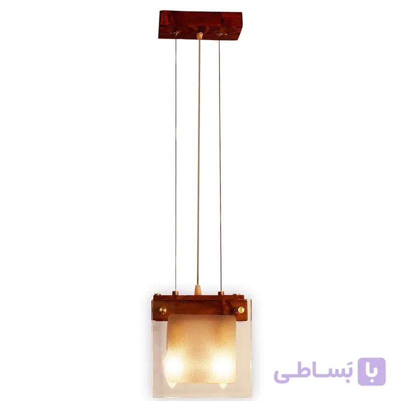 چراغ آویز بدنه چوب مسینا A1
