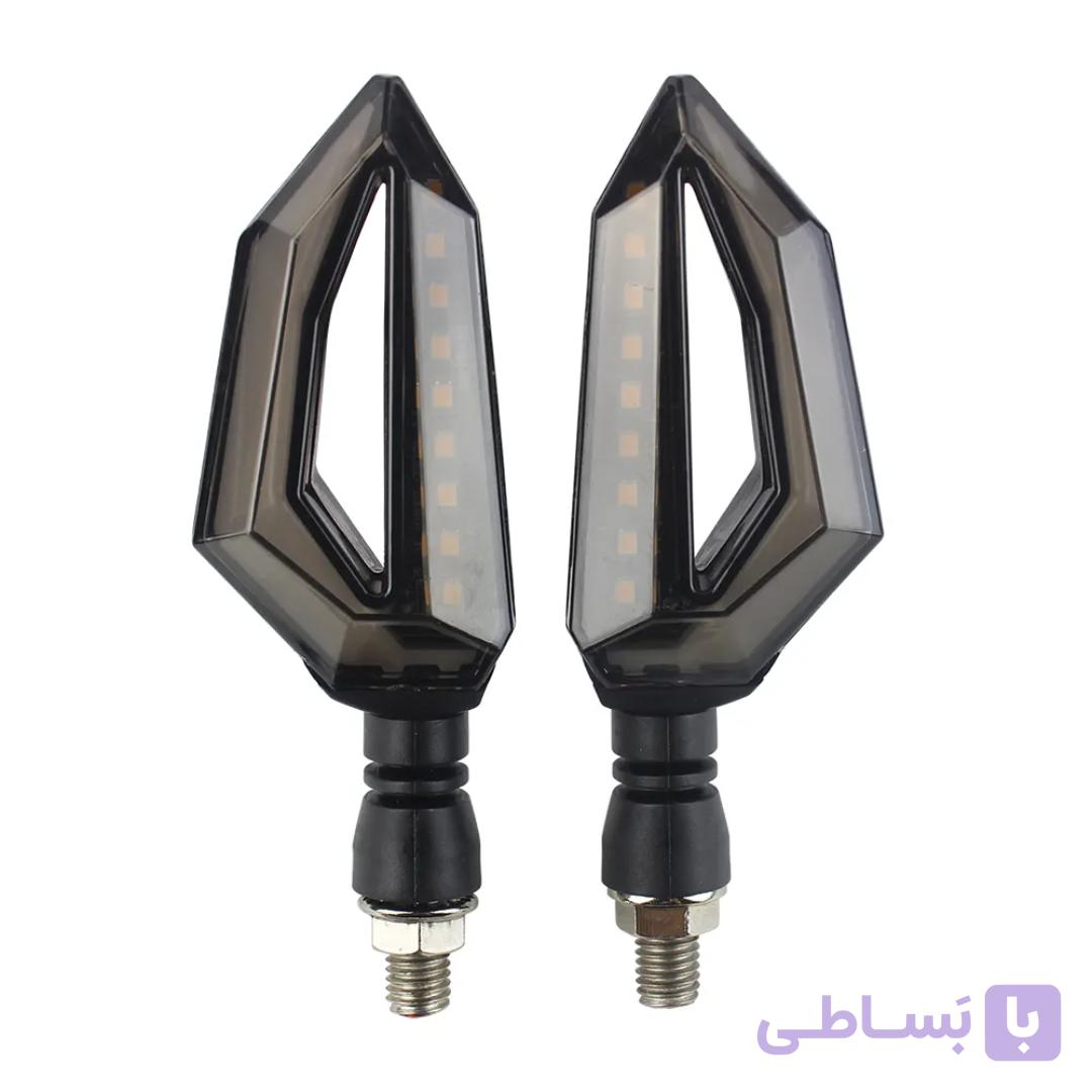 چراغ راهنمای موتورسیکلت مدل اسپورت LED و دیلایت دار(۲عددی)