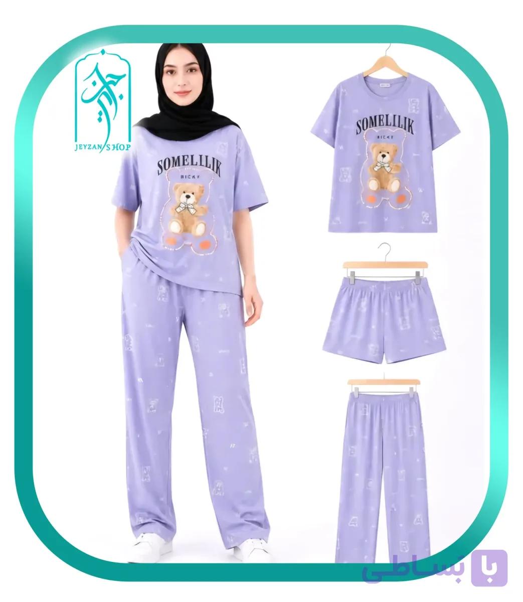 لباس ست سه تیکه زنانه و دخترانه طرح خرس عروسکی کد H368 — تصویر 1
