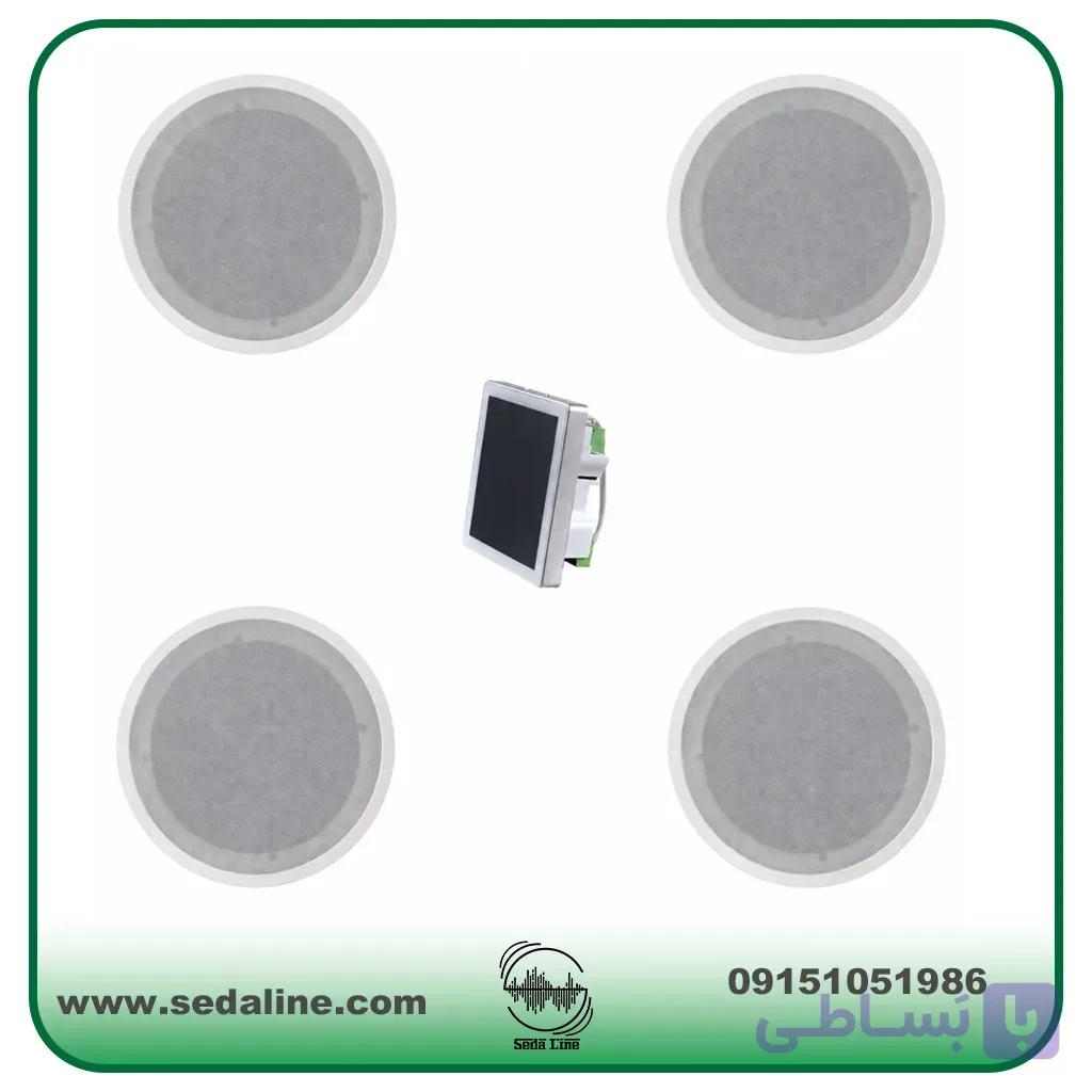 اسپیکر سقفی نیوساند ۴ عدد مدل pc8F و آمپلی فایر دیواری ۴ اینچ آدلر مدل Z90B — تصویر 1