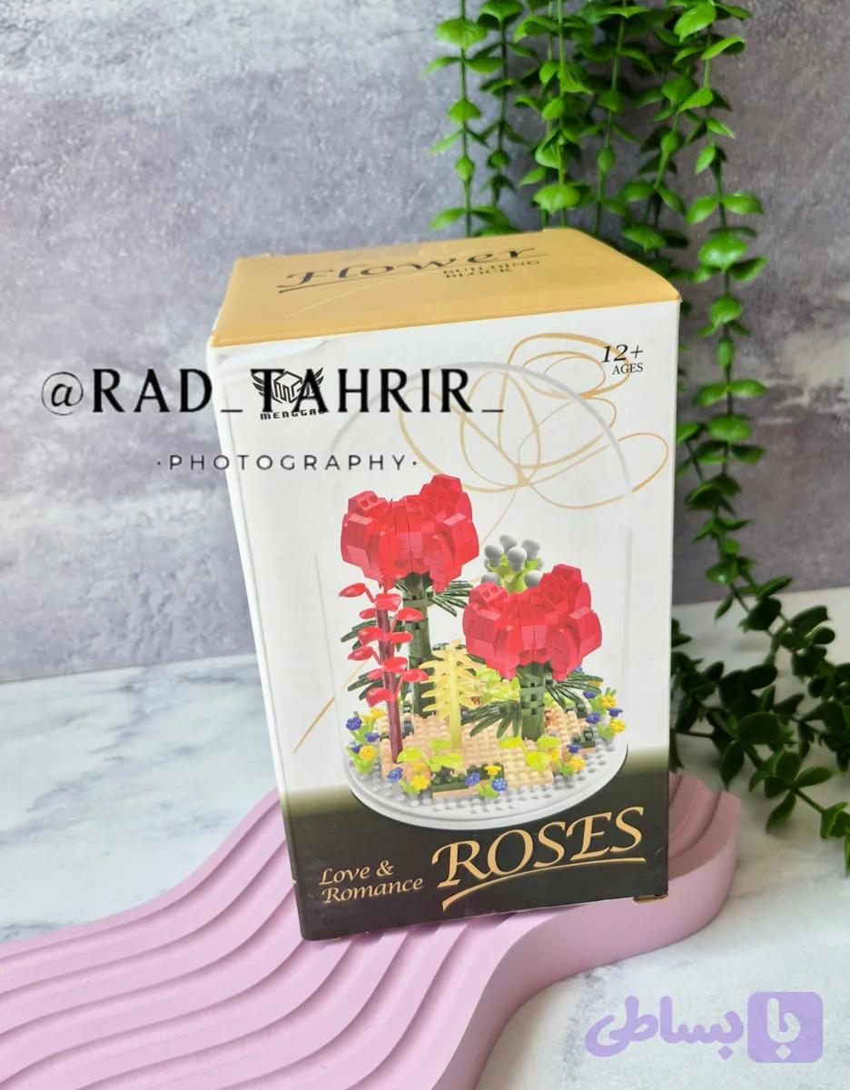 لگو گل قرمز سایز بزرگ با محفظه شیشه ای