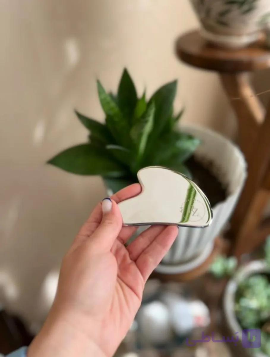ماساژور صورت گواشا استیل پزشکی ضدحساسیت با ضمانت یکساله همراه با بگ — تصویر 1