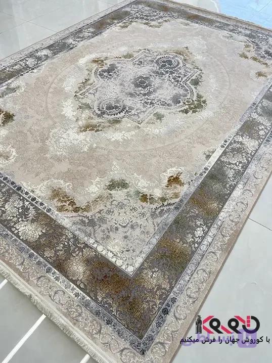 فرش کرم طلایی جدید 1200 شانه طرح سوفیا — تصویر 1