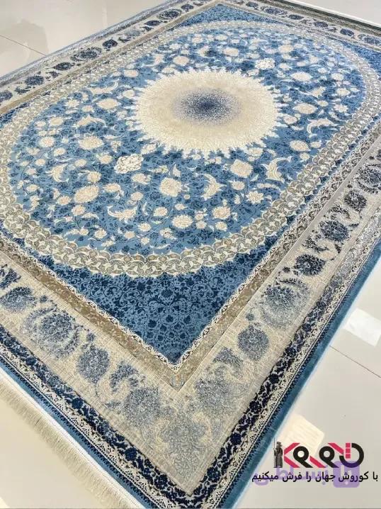 فرش آبی جدید 1200 شانه طرح چهل ستون — تصویر 1