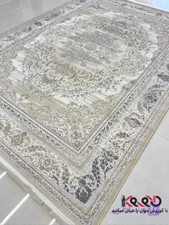 فرش نئوکلاسیک کرم 1200شانه طرح غزال — تصویر 1