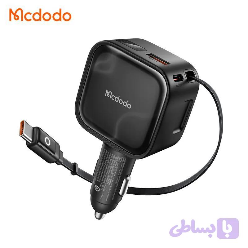 شارژر فندکی 130وات 3پورت با کابل متصل تایپ سی مک دودو مدل MCDODO CC-8710 — تصویر 1