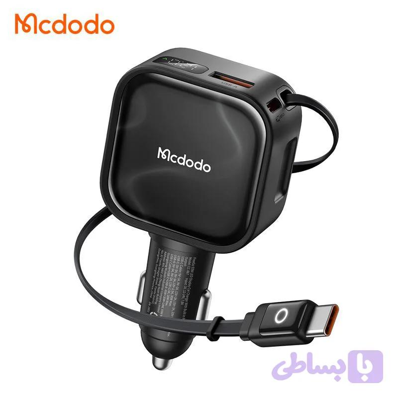 شارژر فندکی 93وات 3 پورت با کابل متصل تایپ سی مک دودو مدل MCDODO CC-8670 — تصویر 1