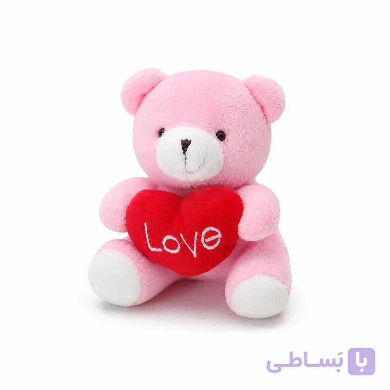 عروسک خرس خارجی با قلب 15سانت — تصویر 1