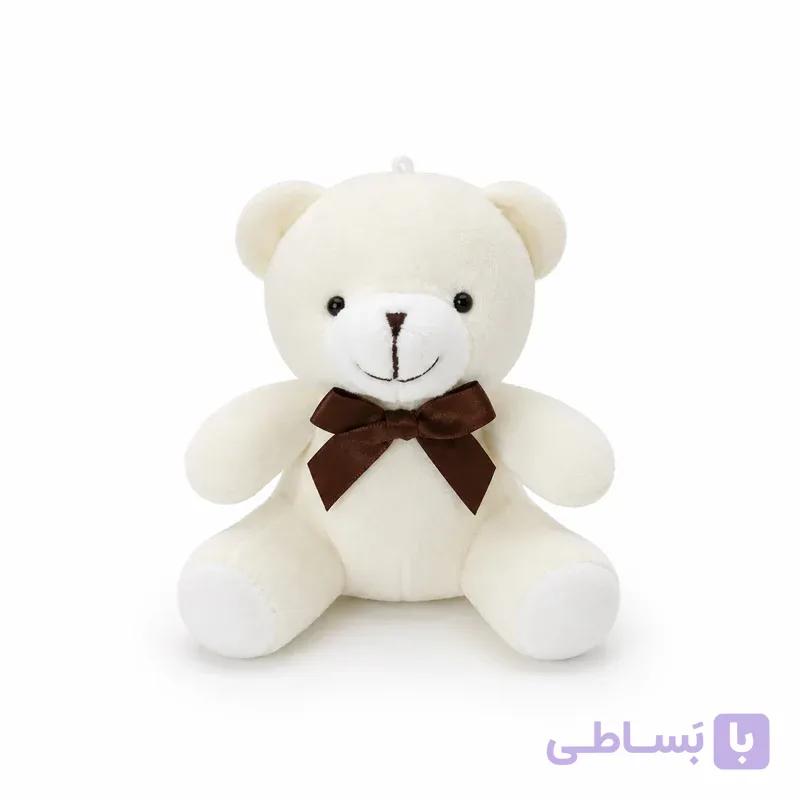 عروسک خرس خارجی پاپیون دار15سانت — تصویر 1