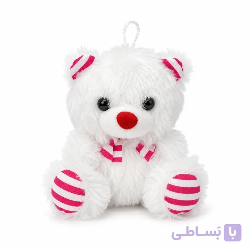 عروسک خرس خارجی راه راه 15سانت — تصویر 1