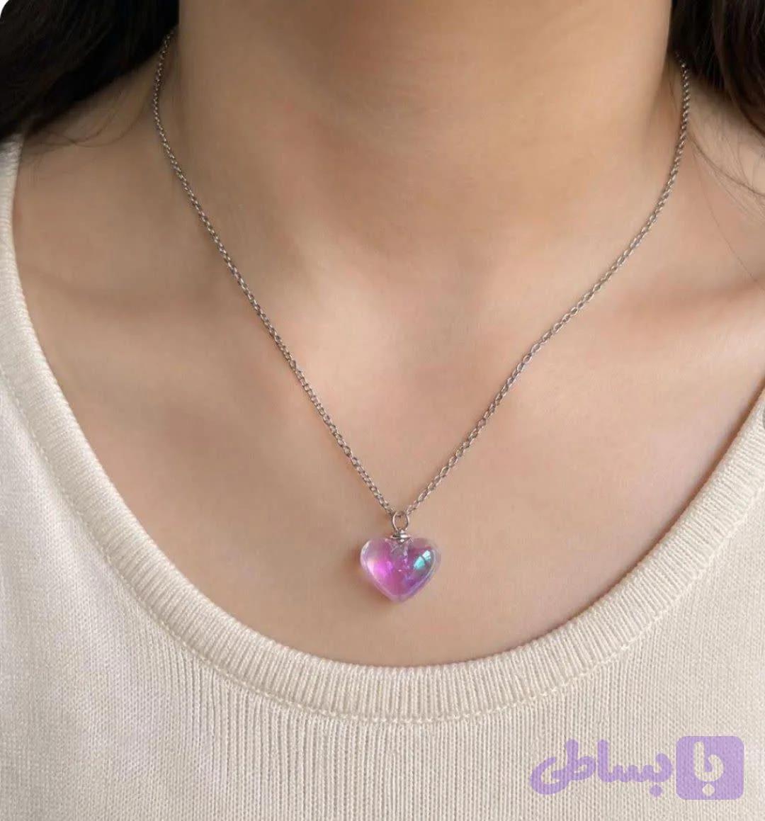 گردنبند قلب شیشه ای