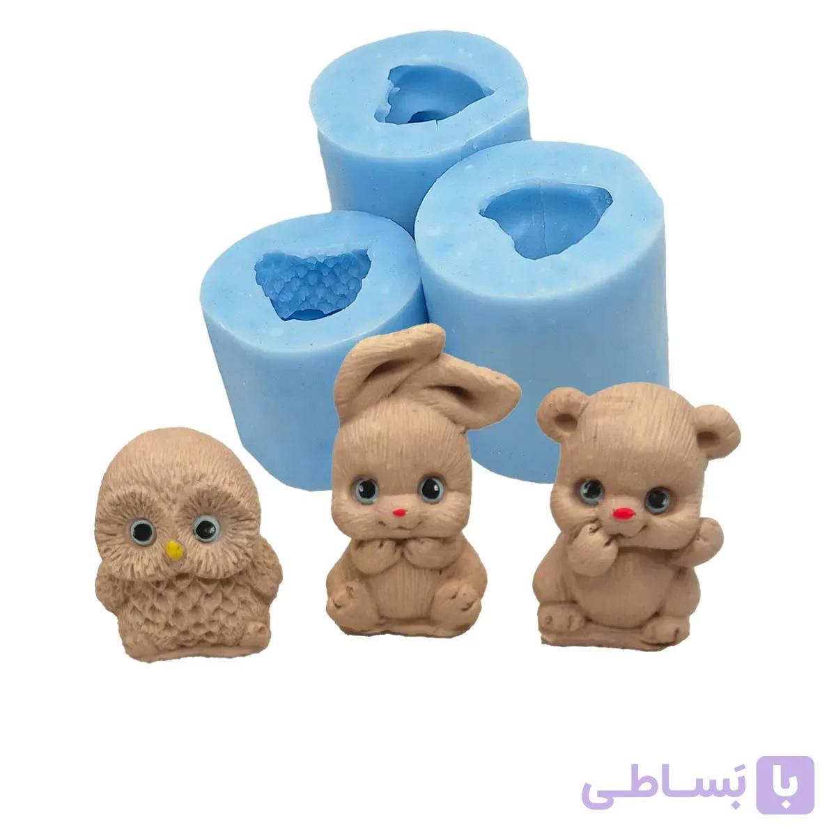 قالب سیلیکونی شمع خرس، خرگوش و جغد — تصویر 1