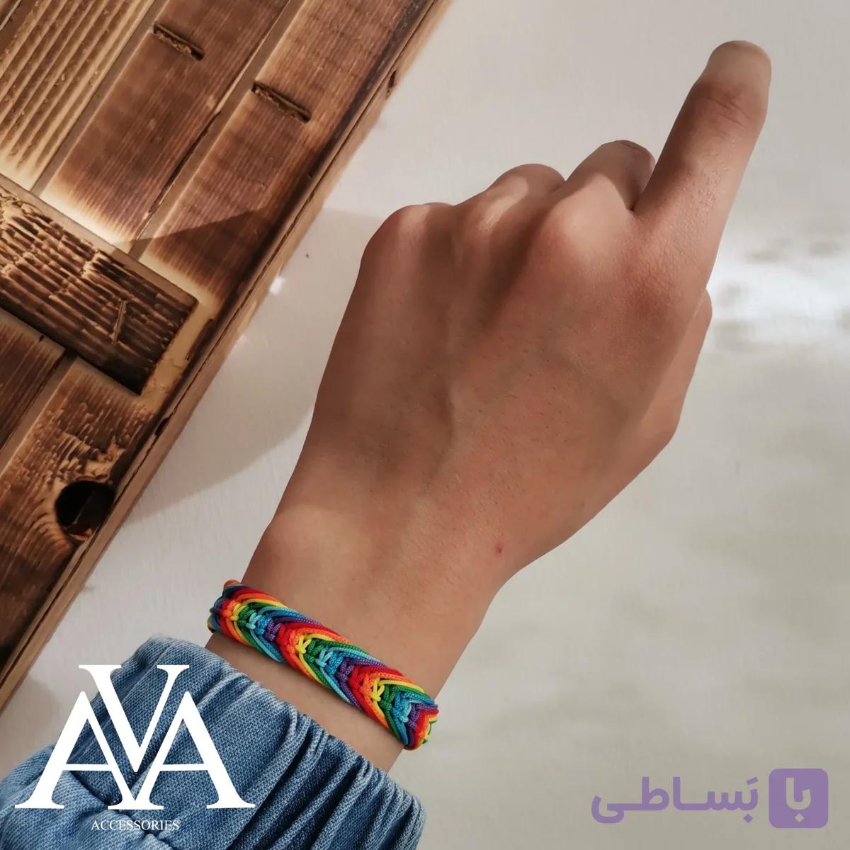 دستبند بافت رنگین کمونی
