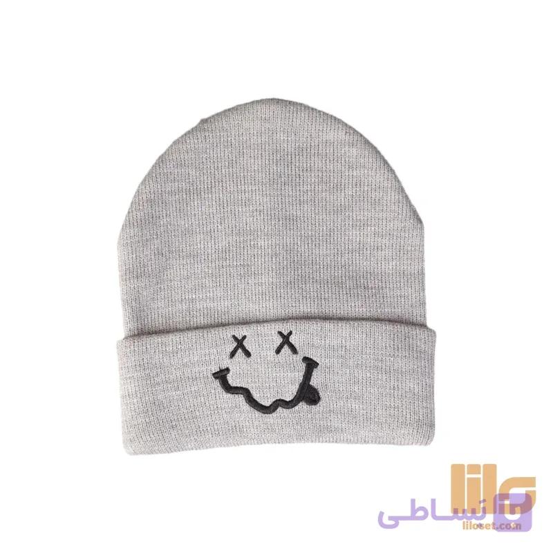 کلاه بافت طوسی لبخند — تصویر 1
