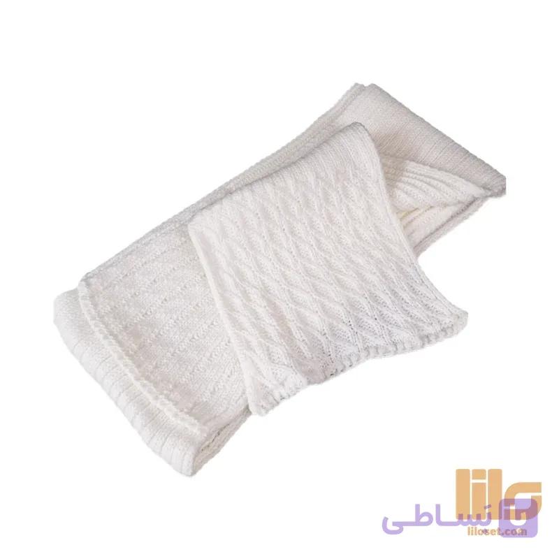 شال بافت دخترانه سفید زمستانی