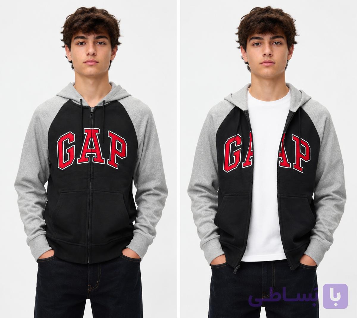 سویشرت کرکی وارداتی پسرانه(Gapکات لیبل )اقساطی سایزکوچک کتان داخل کرکی، زیپدار/چاپ تمام گلدوزی ،کلاه دولایه ضمانت آکبند اورجینال با کیفیت فوق العاده