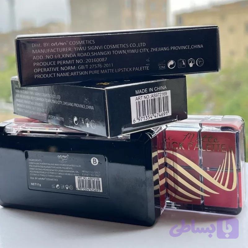 پالت 10 رنگ رژلب برند آرت اسکین دارای براش و آینه — تصویر 1