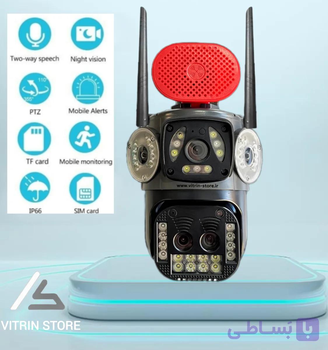 دوربین مینی اسپیددام سیمکارتی سه لنز 16MP زوم اوپتیکال دار تک بلندگو
