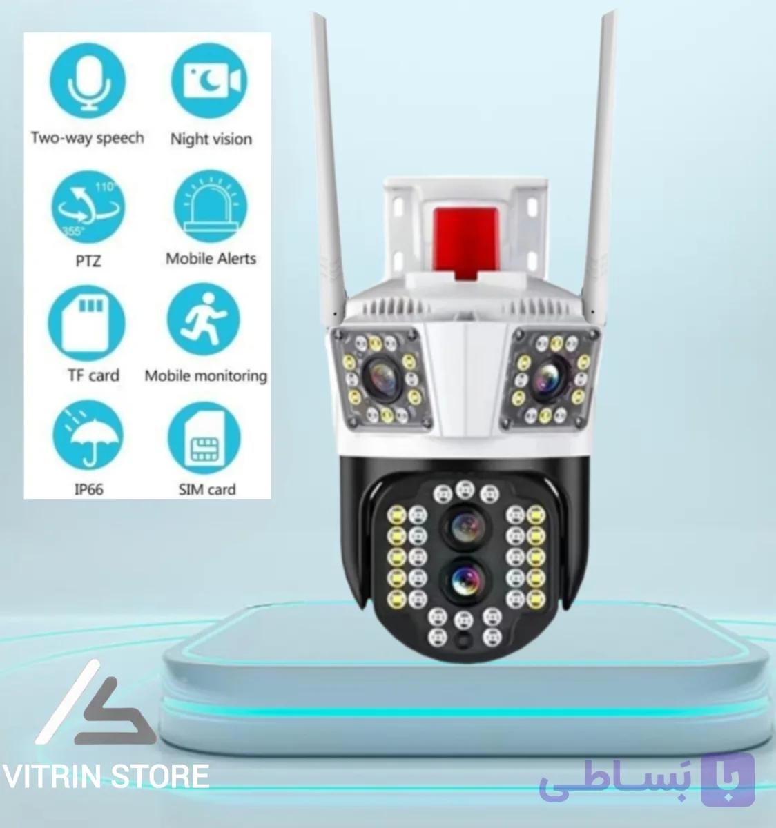 دوربین مینی اسپیددام سیمکارتی 8 مگاپیکسل 3 لنز Virtual قابل تنظیم