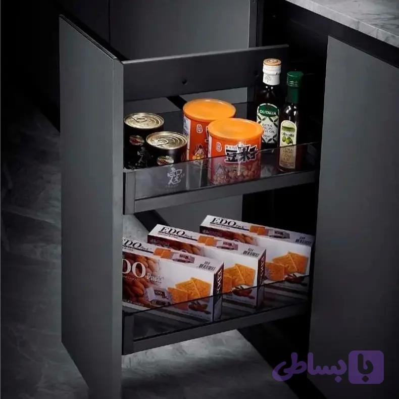 سوپر جا بطری زیر صفحه کریستال دو طبقه فانتونی – متصل به بدنه با آرامبند – عرض 150mm (کد F115)