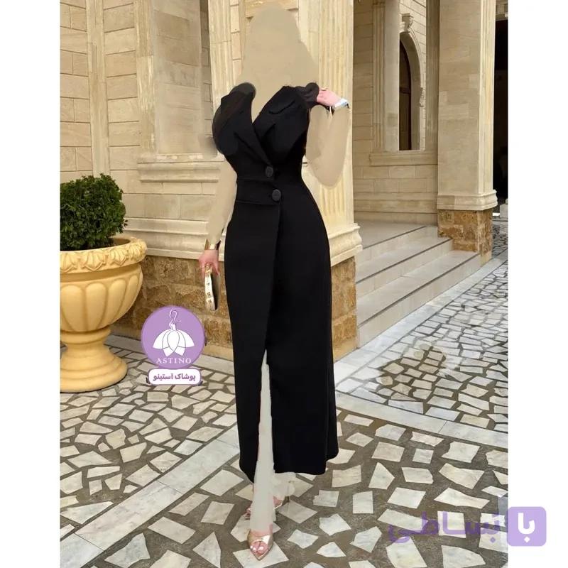 لباس مجلسی زنانه اندامی بلند کرپ چاکدار