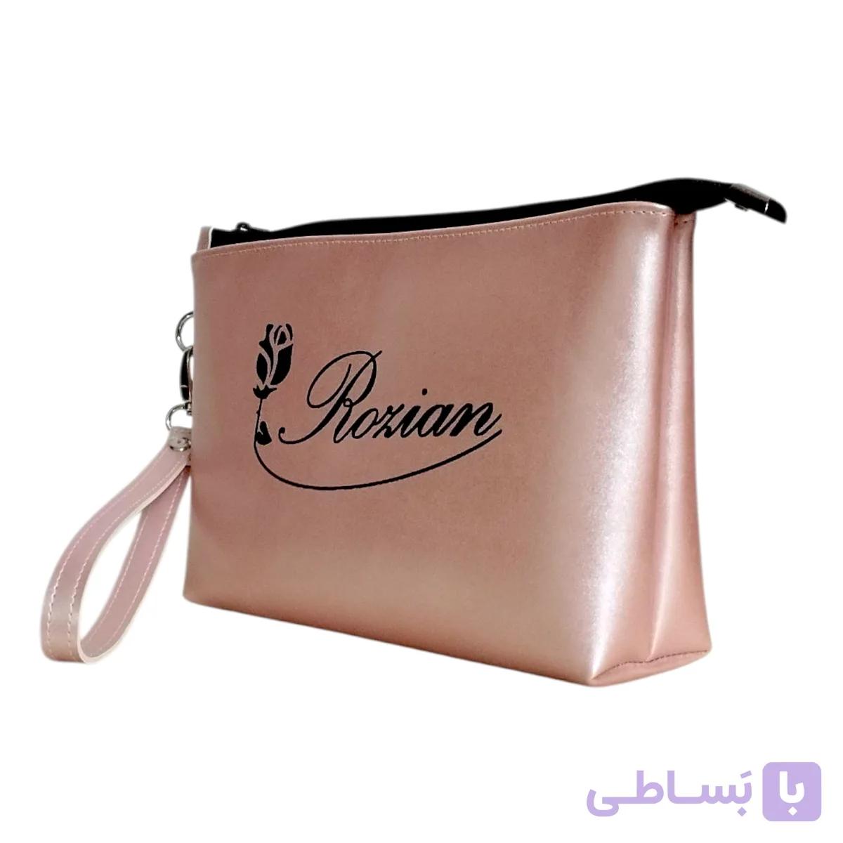 کیف آرایشی چرمی – صورتی صدفی