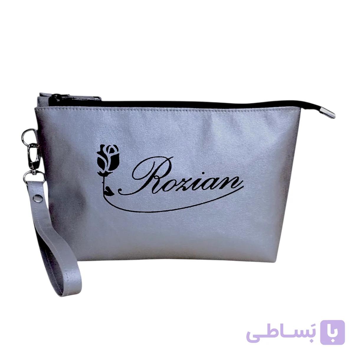 کیف آرایشی چرمی – طوسی براق