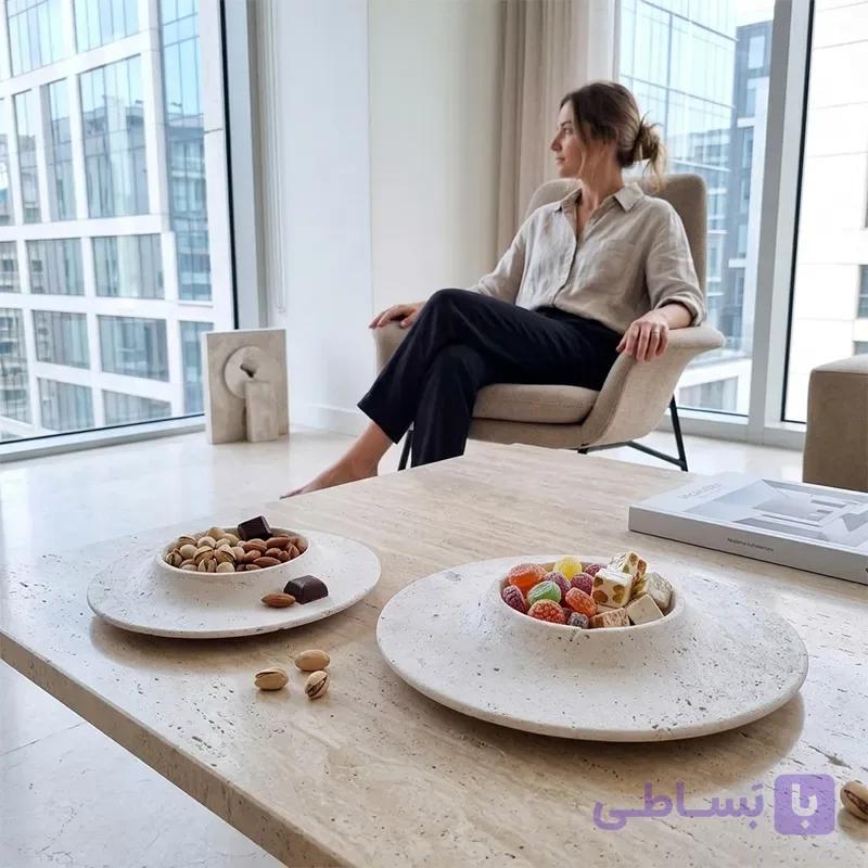 ست شکلات خوری سنگی تراورتن Dunay کد45501 — تصویر 1