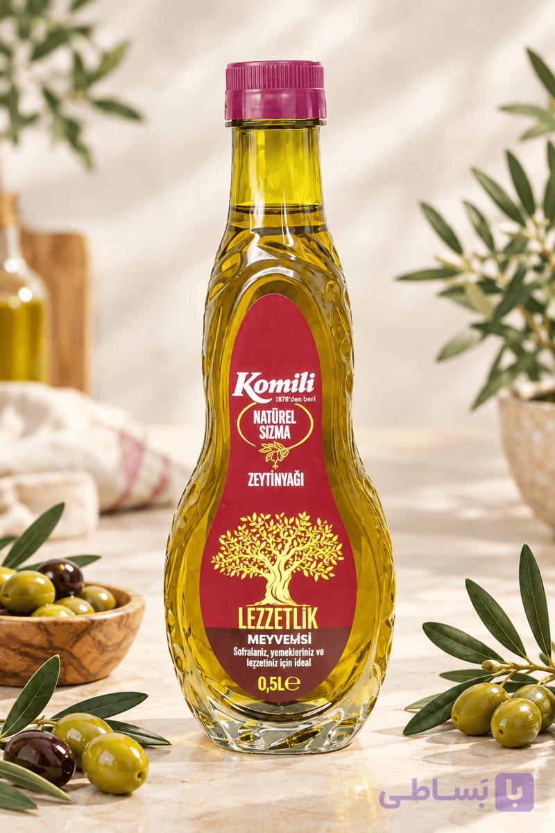 روغن زیتون فرابکر کوملی Lezzetlik Meyvemsi حجم ۵۰۰ میلی‌لیتر