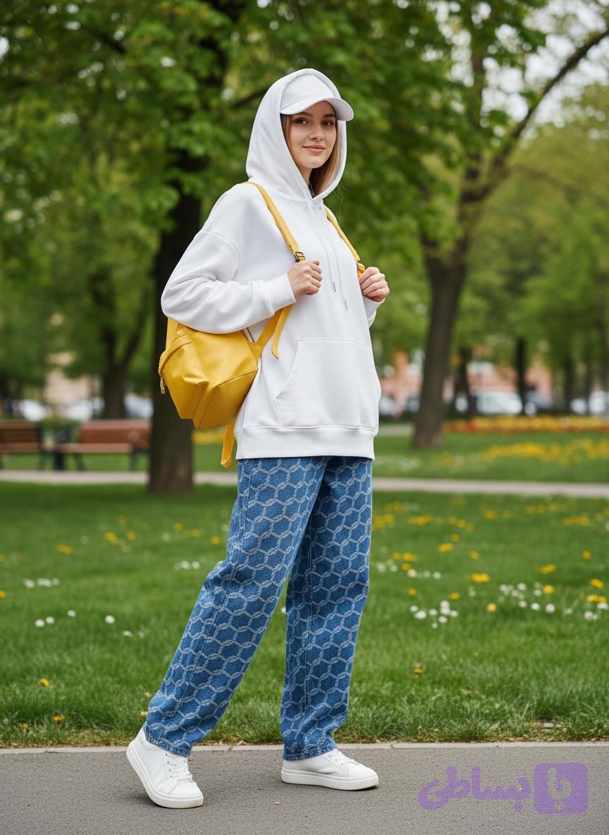 شلوار جین نیم بگ زنانه