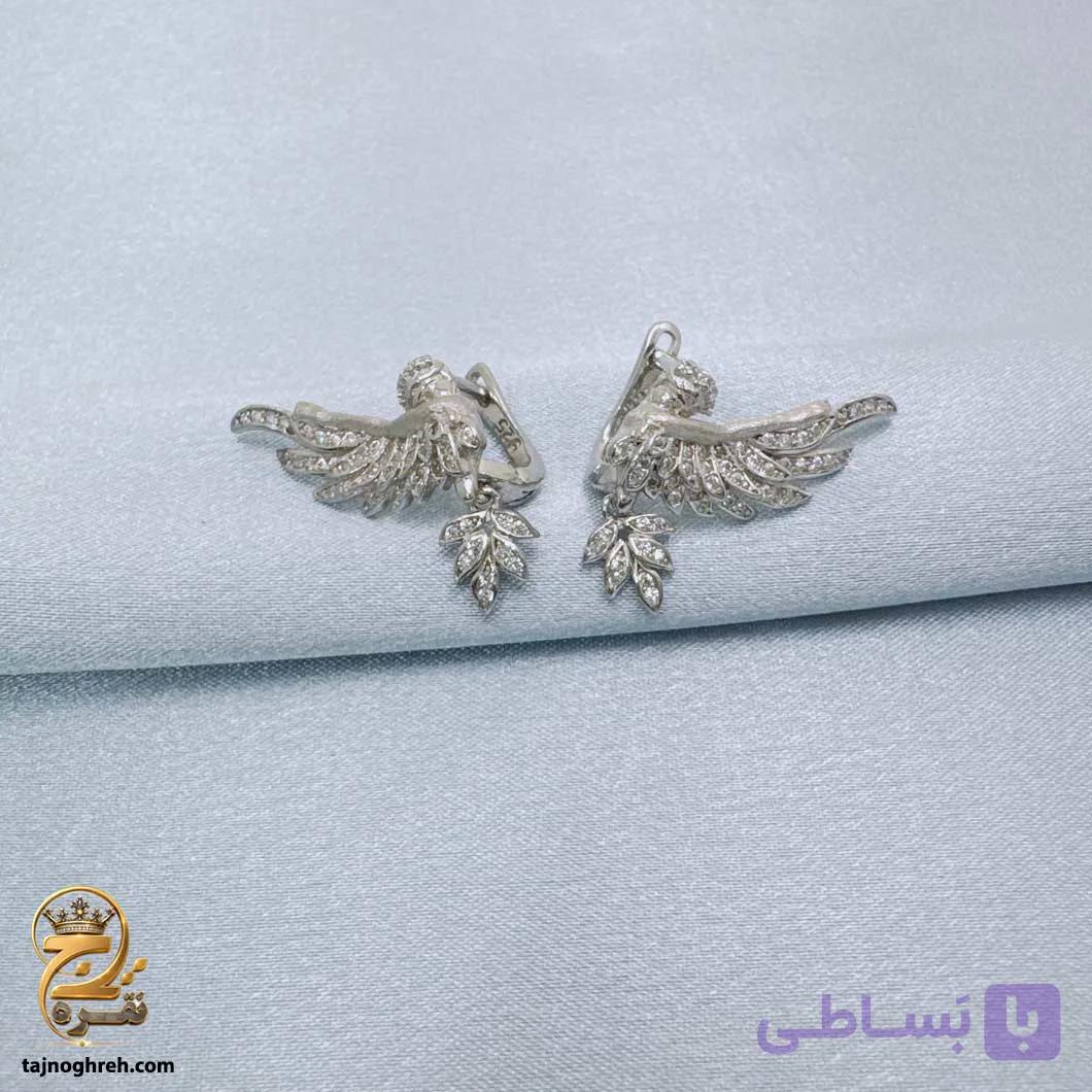 گوشواره نقره زنانه طرح بال فرشته مدل ESW E128 — تصویر 1