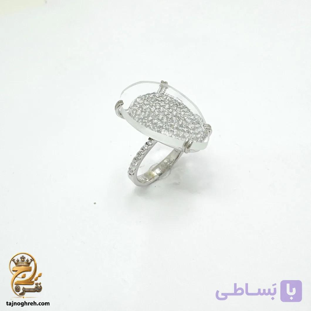 انگشتر نقره زنانه مجلسی طرح اشکی مدل RSW F95 — تصویر 1
