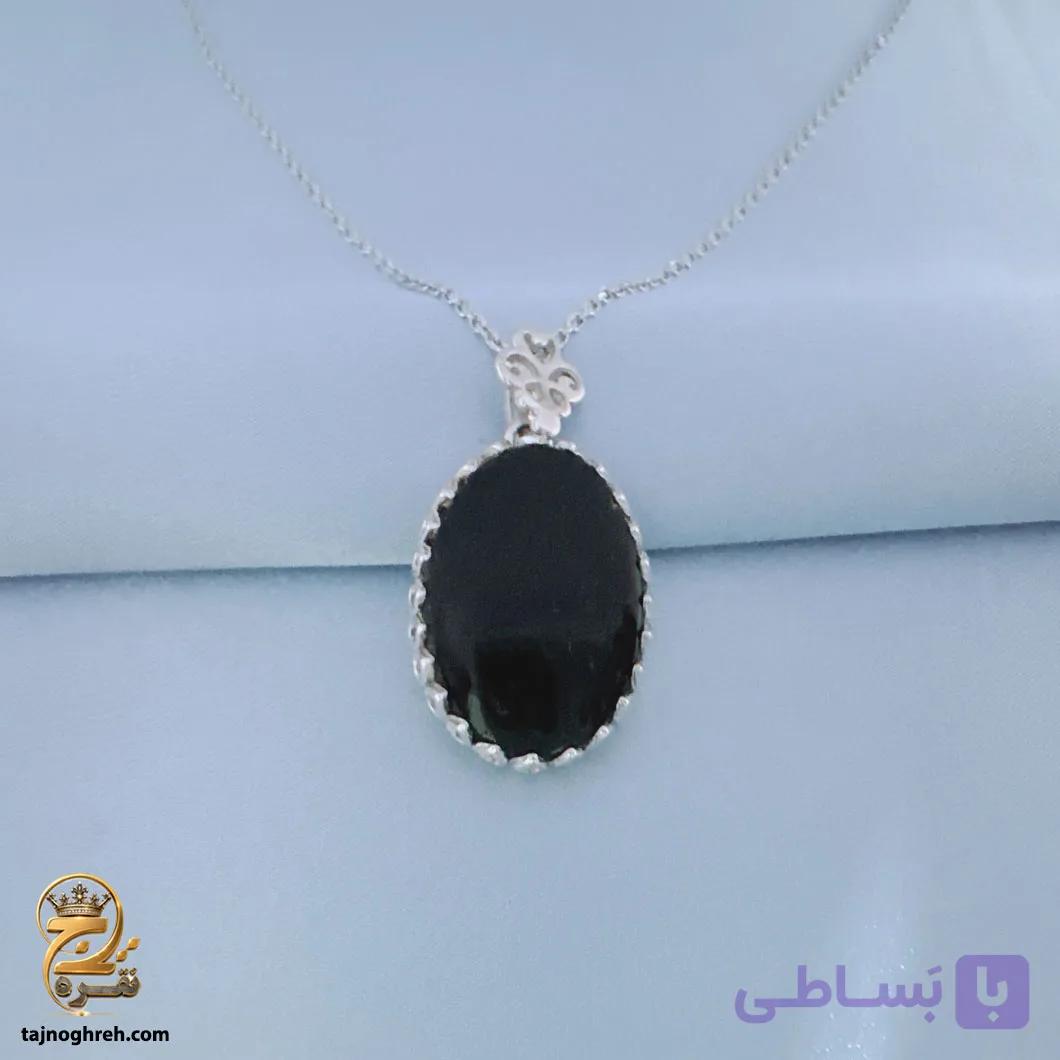 پلاک نقره مردانه دور نجف مشکی مدل NSM N90 — تصویر 1