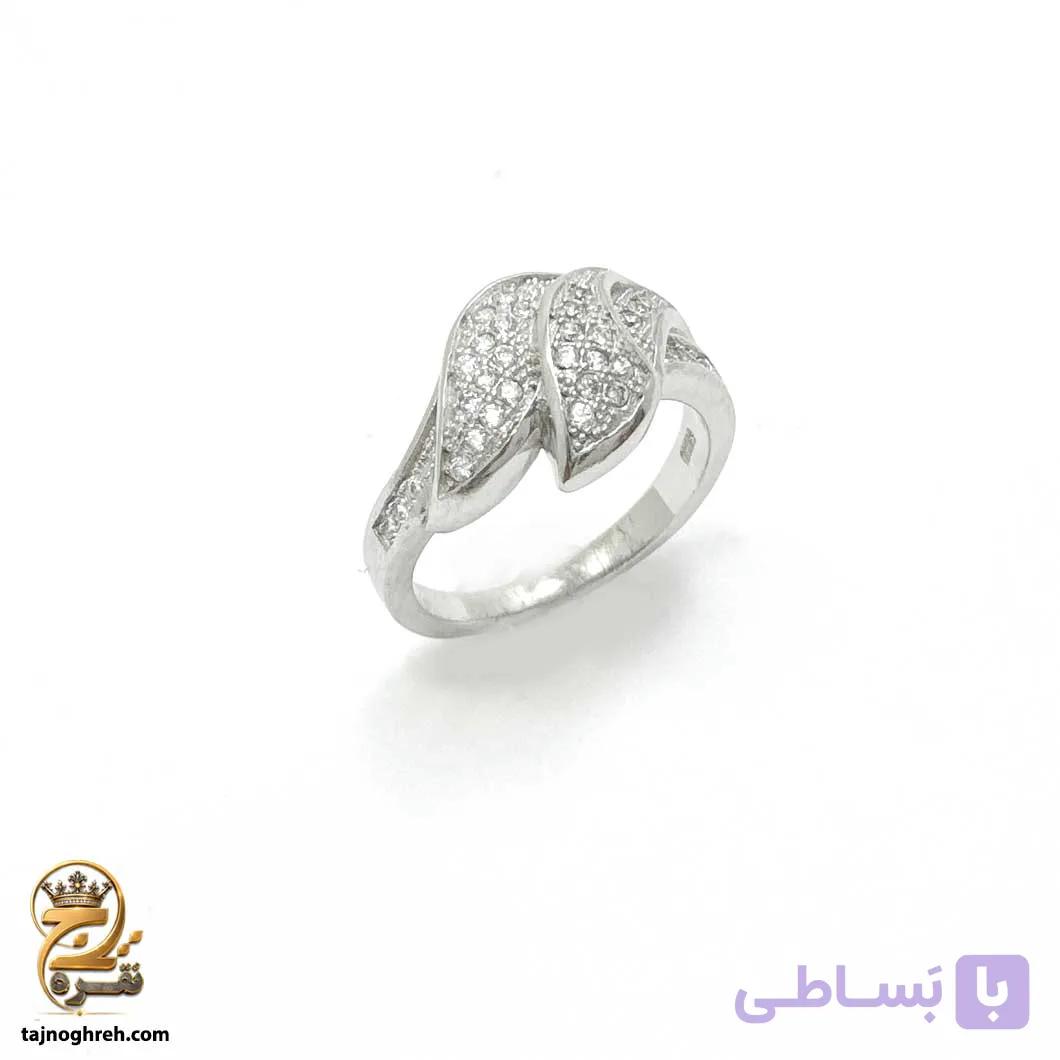 انگشتر نقره زنانه طرح برگ نگین‌ ریز مدل RSW F92 — تصویر 1
