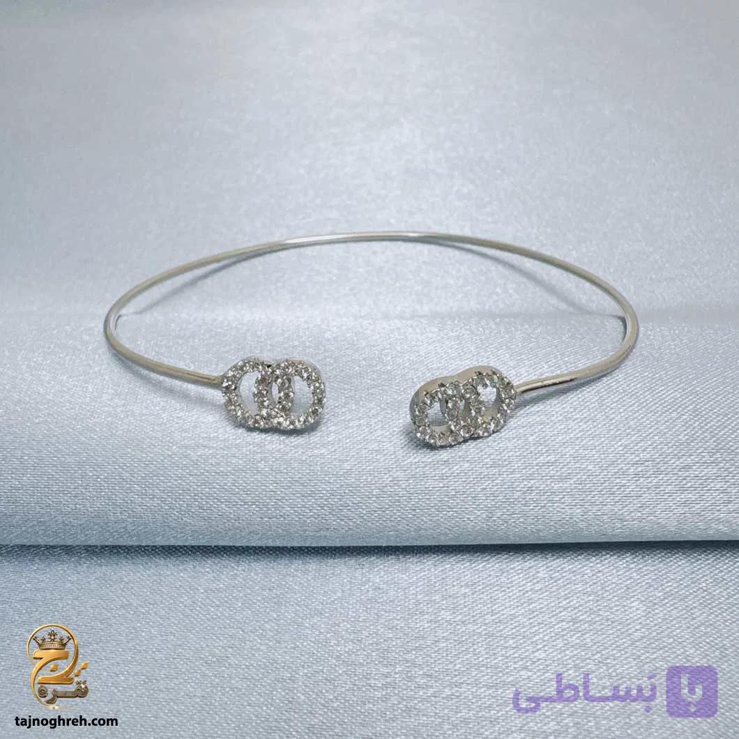 بنگل نقره زنانه طرح شنل مدل DSW D108 — تصویر 1