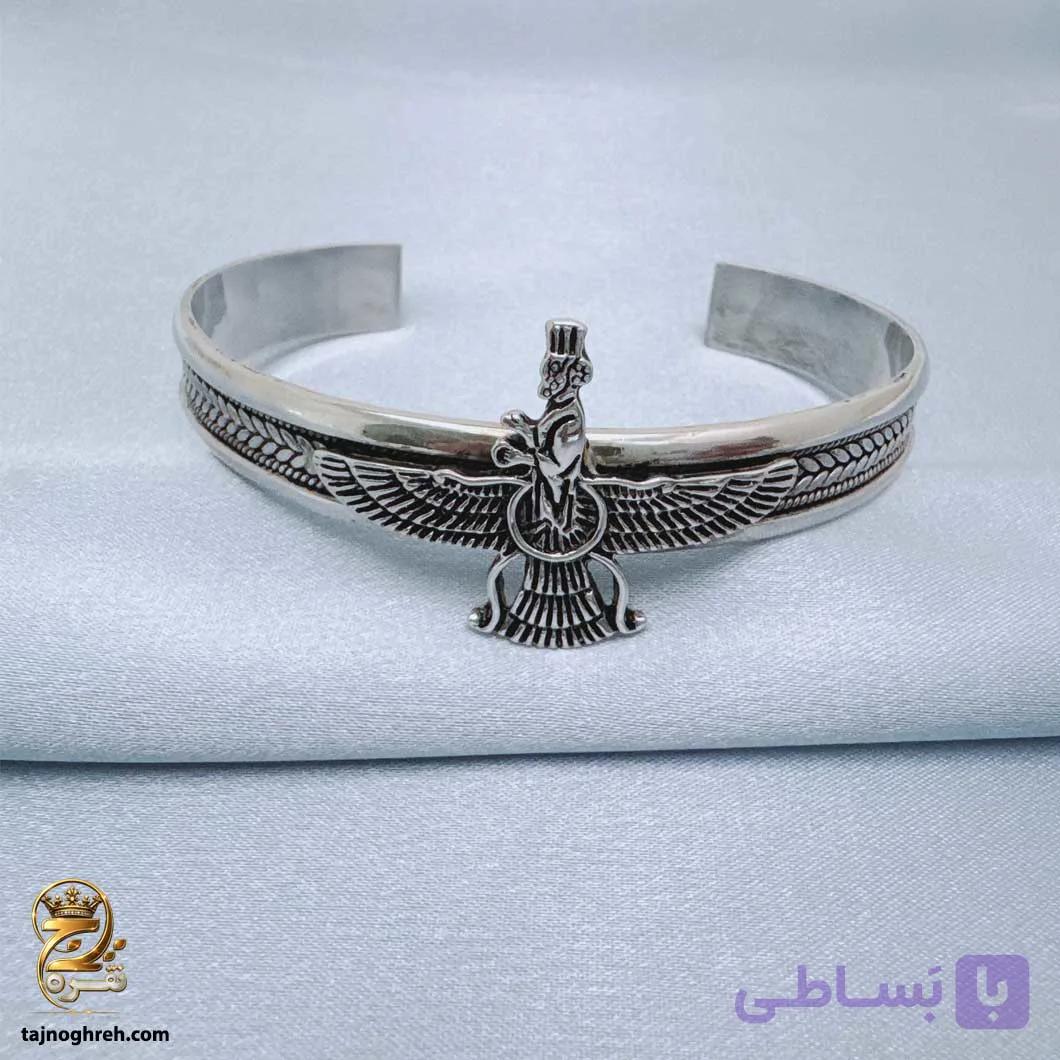 بنگل نقره مردانه طرح فروهر مدل BSM B123 — تصویر 1