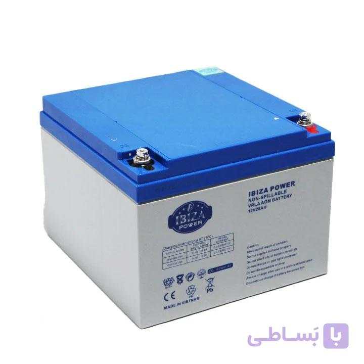 باتری 12 ولت 28 آمپر ساعت ایبیزا ibiza مدل 12V28AH ساخت ویتنام