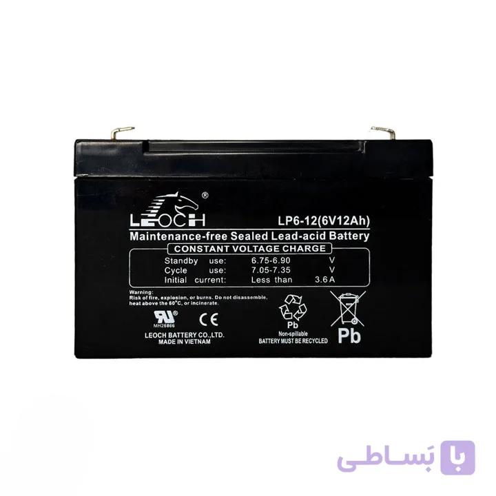 باتری 6 ولت 12 آمپر ساعت لئوچ leoch مدل 6V12AH ساخت ویتنام — تصویر 1