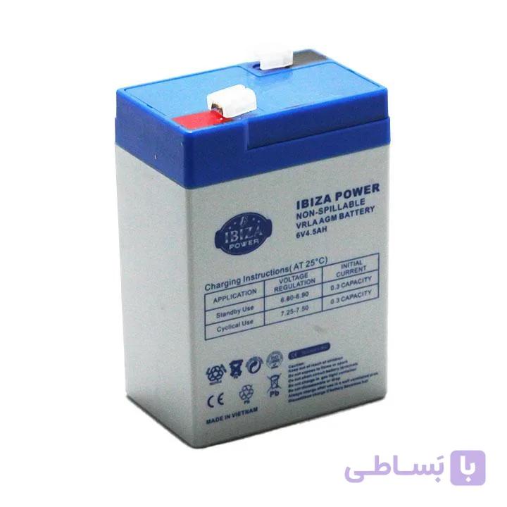 باتری 6 ولت 4.5 آمپر ساعت ایبیزا ibiza مدل 6V4.5AH ساخت ویتنام — تصویر 1