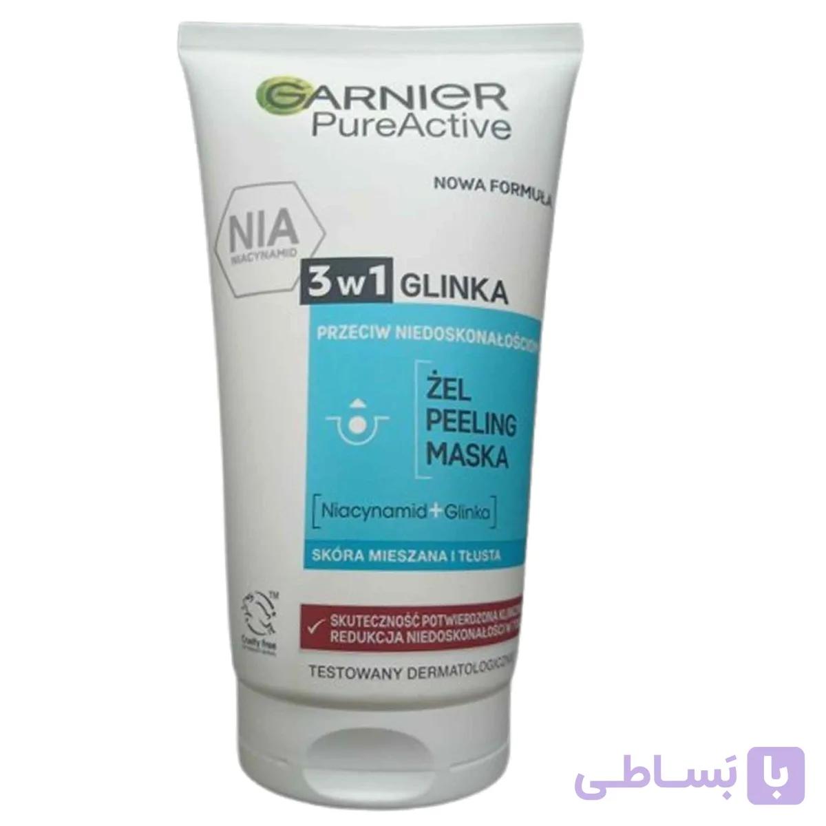 ماسک صورت سه کاره گارنیر مدل Saf & Temiz مناسب پوست مختلط و چرب حجم 150 میل — تصویر 1