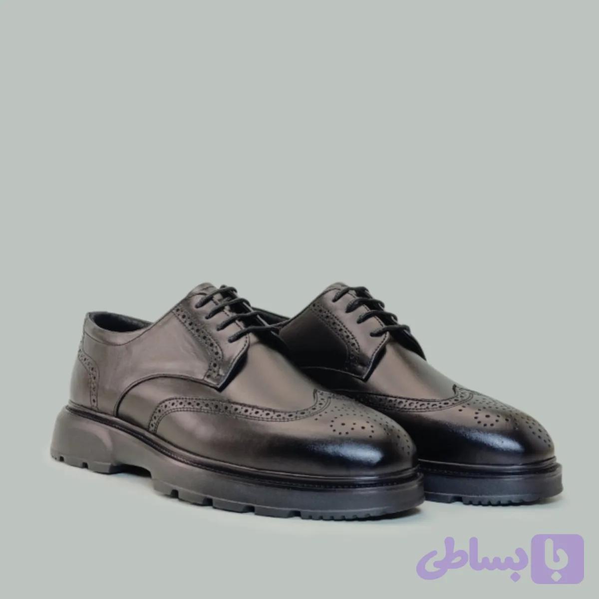 کفش مردانه روزمره رسمی لوفر طرح بروژ چرم طبیعی si255