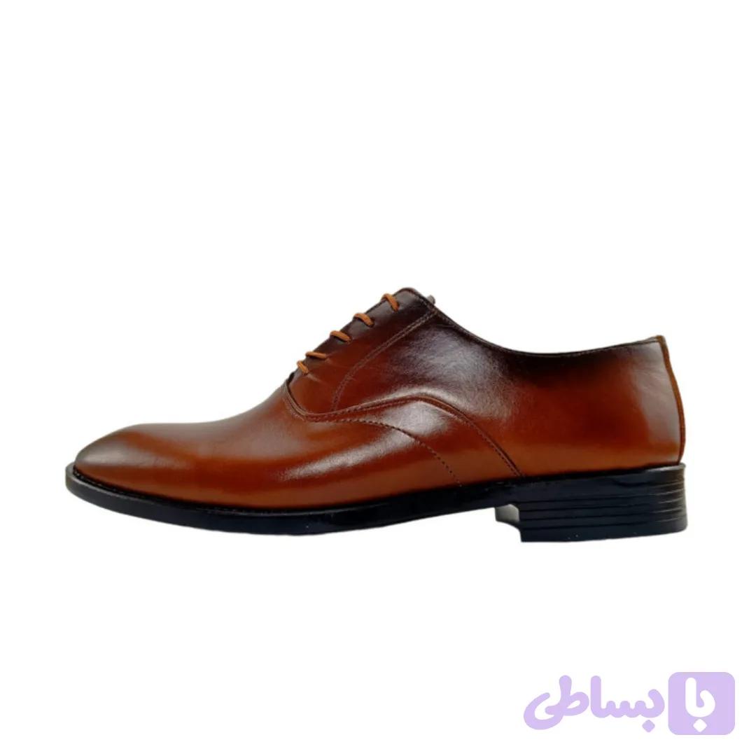 کفش رسمی/مجلسی بندی چرم طبیعی دست دوز گاندو عسلی