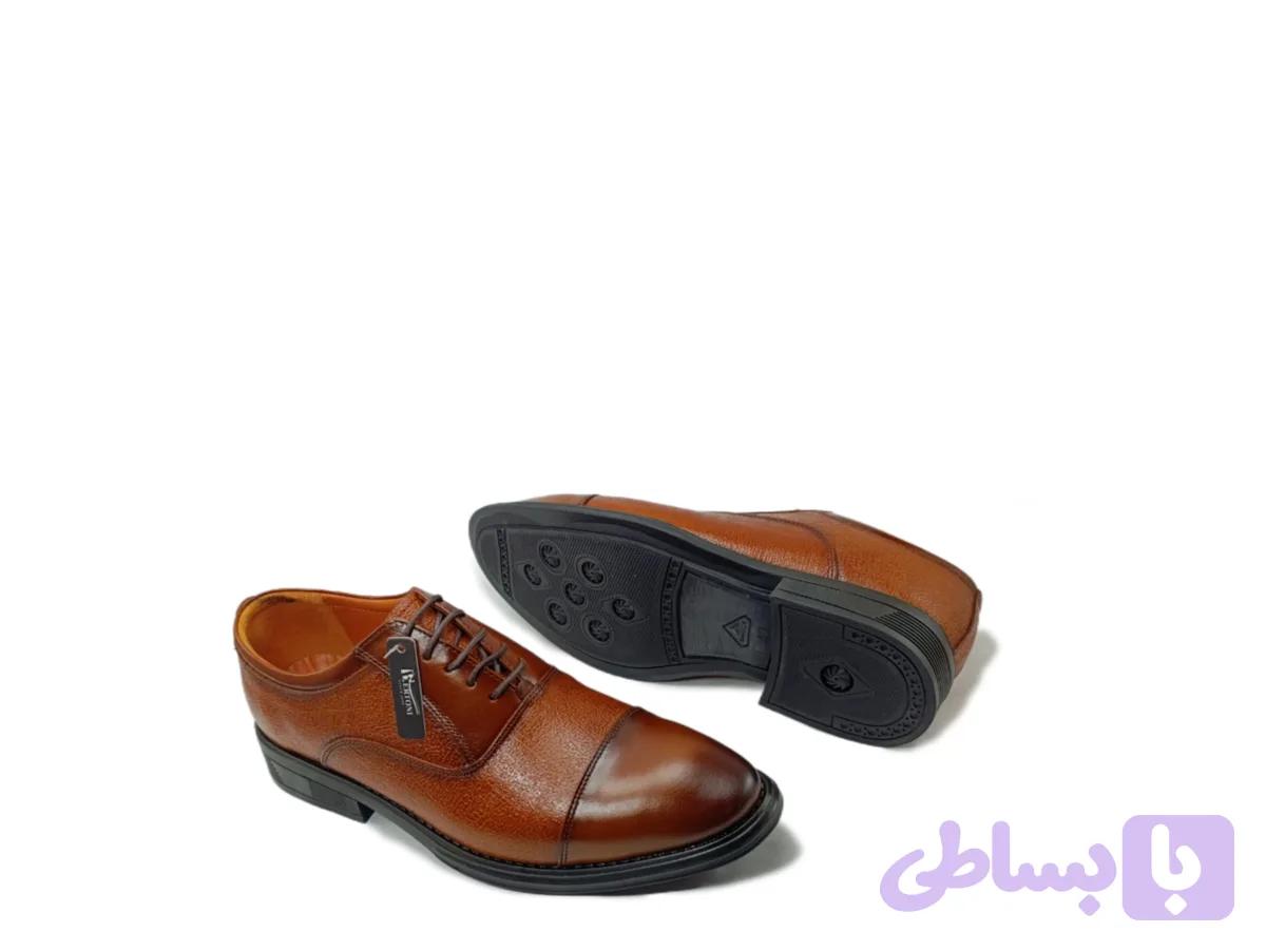 کفش رسمی و مجلسی مردانه چرم دست دوز عسلی