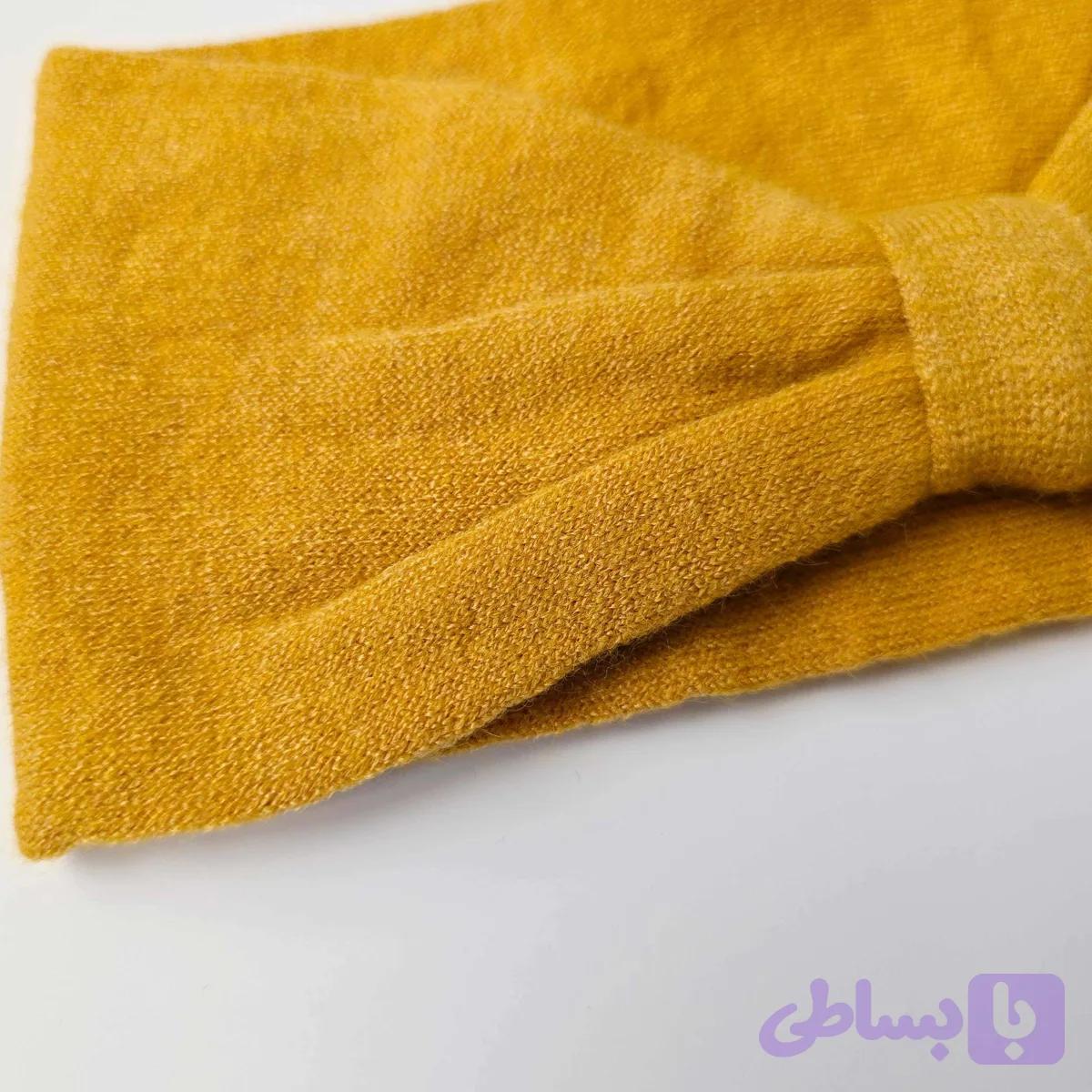 هدبند خردلی نازک پاپیونی