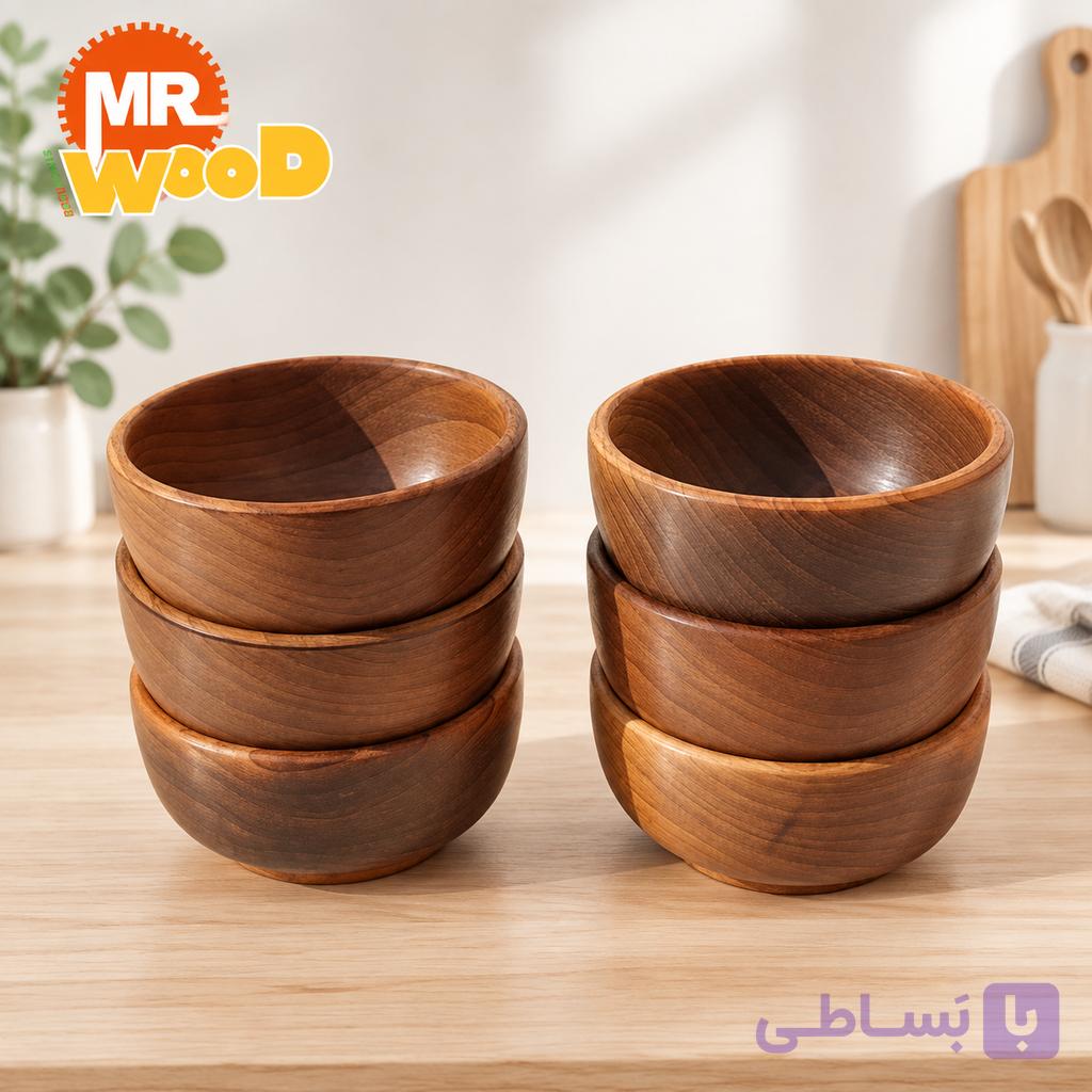 کاسه چوبی 6 تایی مدل دستساز چوب گردو قابل شستشو