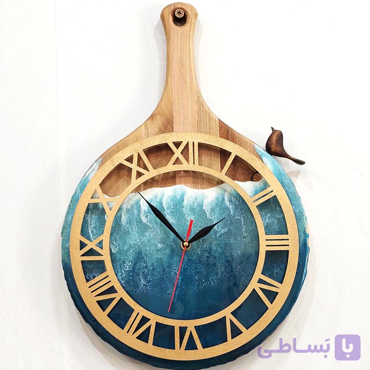 ساعت دیواری چوب و رزین طرح دریا مدرن و اسپرت