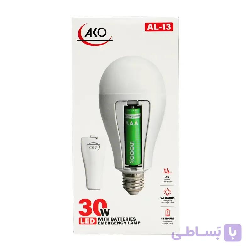 چراغ اضطراری LED AKO مدل AL-13 توان 30 وات با باتری داخلی و شارژ سریع — تصویر 1